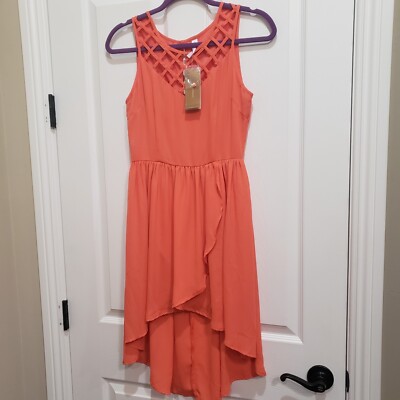 Alya Francesca's Womens Dress Coral Lattice High Low NWT Size S Small Spring    