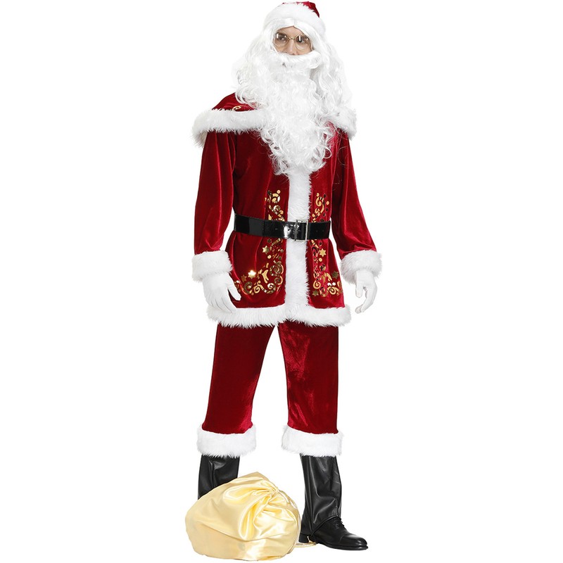 Mens Mrs Santa Claus Suit Clause Christmas Xmas Costume Gown Fancy Dress