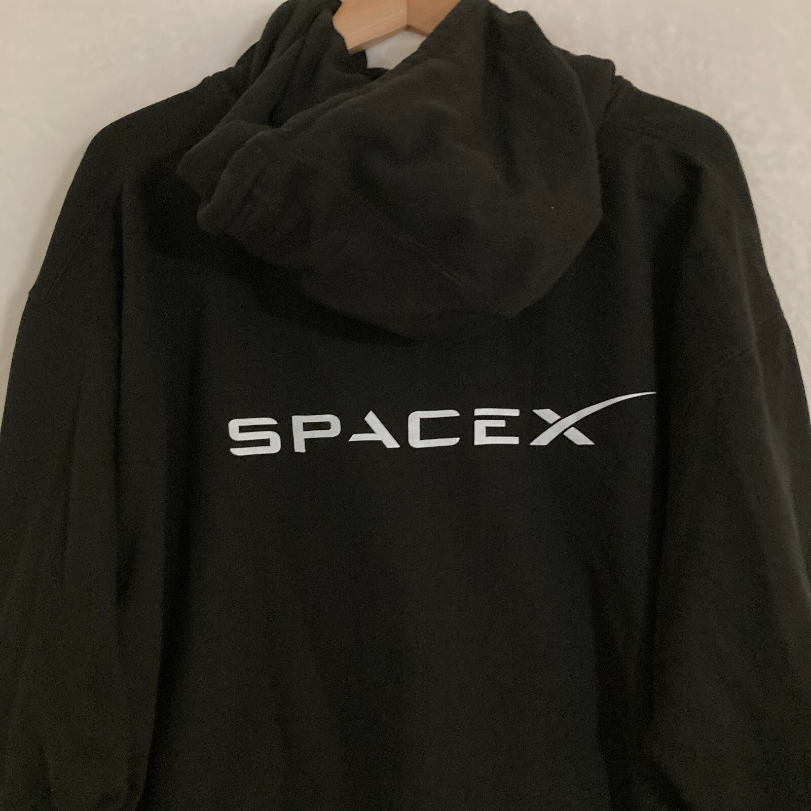 SpaceX Jacket Mens 2XL Black Hooded Full Zip Long Sleeve Logo Hoodie Sweater
