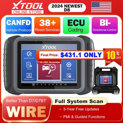XTOOL D8 Car Full Diagnostic Scanner IMMO E.CU Coding Bidirectional Topology
