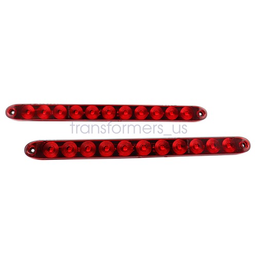 2PCS 16inch Red Truck Trailer Light Bar 11 LED Stop Turn Tail Brake Lights Strip