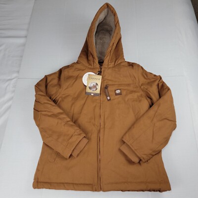 Canada Workgear Women's Wip Brown Heavy Outdoor Pocket Hood Jacket Size L New 
