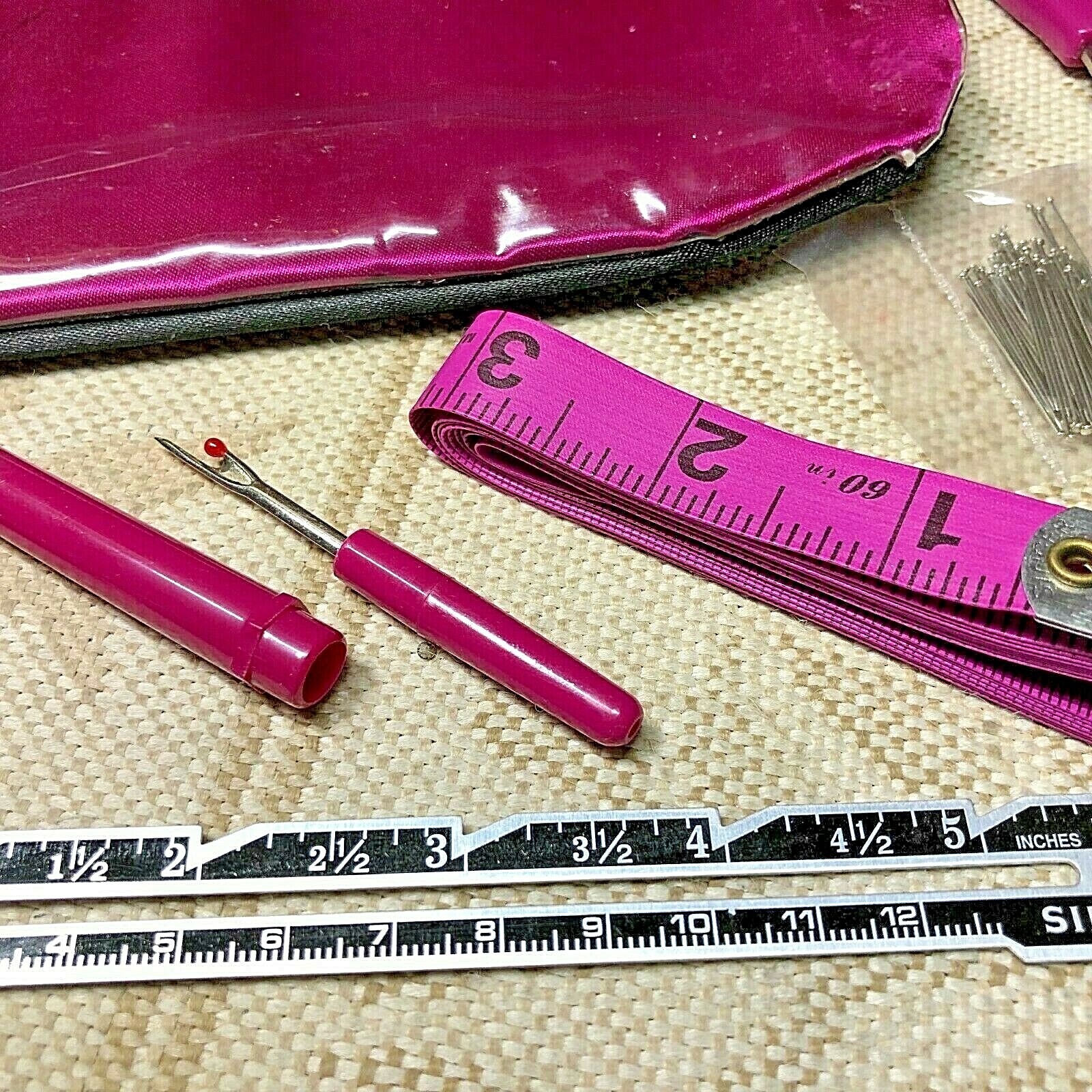 Mini Travel Sewing Kit SINGER Purple 2 Zippered Sections 9