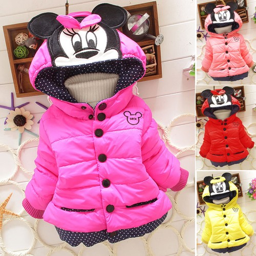 Kinder Mädchen Minnie Maus Kapuzen Jacke Wintermantel Steppjacke Mantel Freizeit