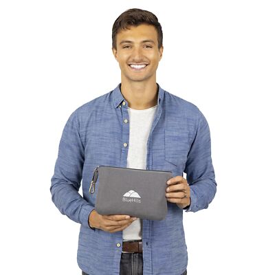 BlueHills Travel Blanket Pillow Compact Lightweight Airplane Gray 