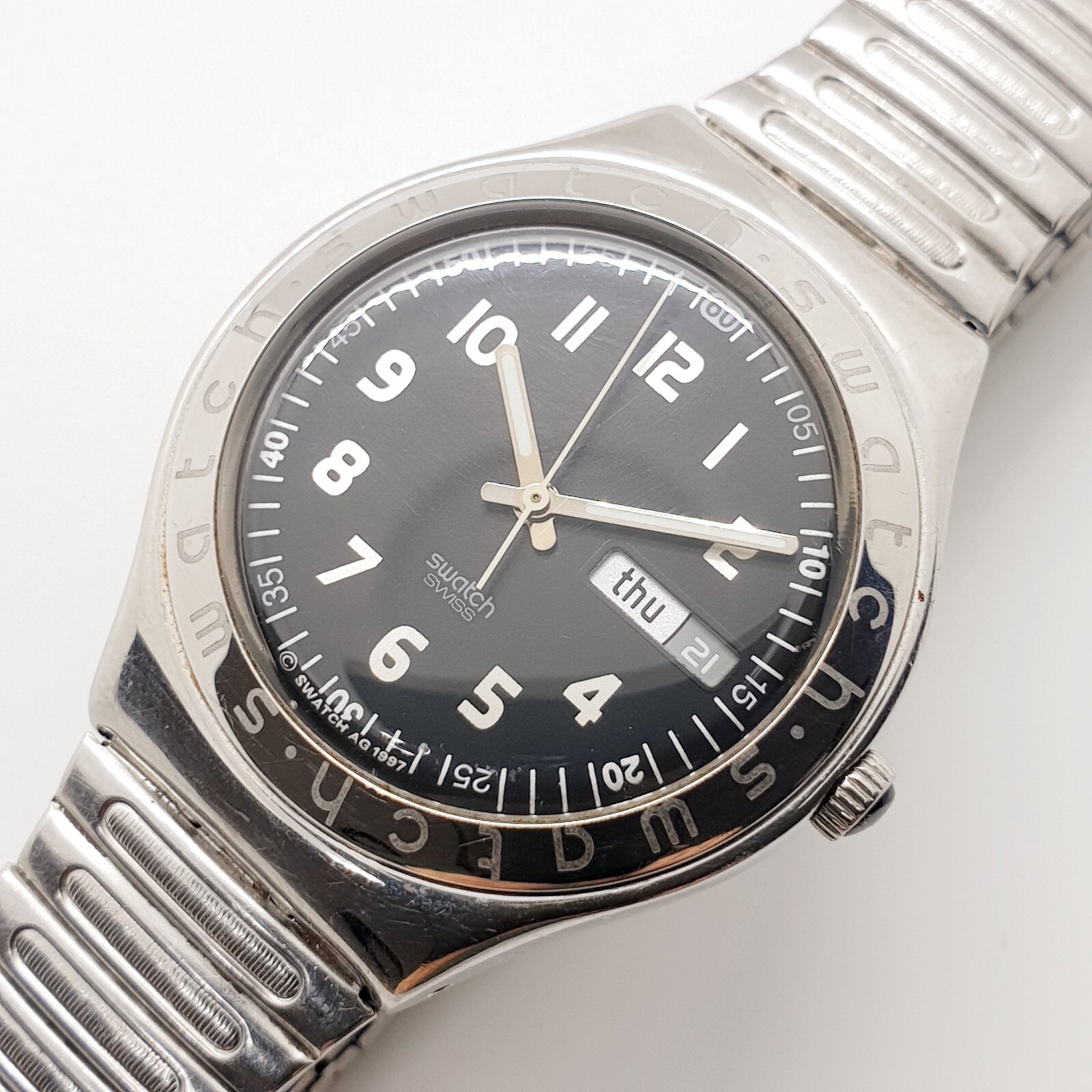 SWATCH IRONY AUTOMATIC 1997年　スケルトン 1997 Black Dial Swatch Irony Aluminium Watch with Date, Vintage 90s Swiss  Watch | eBay