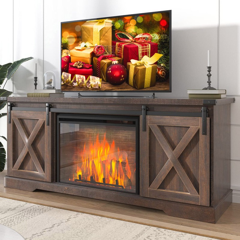 Entertainment Center For Up 65" Tvs & 23" Fireplace