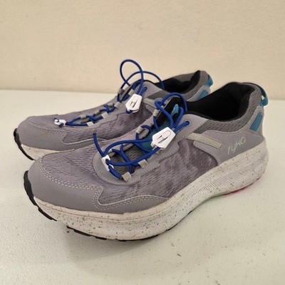 Ryka Taiga Trail Womens 10M Grey Blue Bungee Lace Hiking Running Shoes
