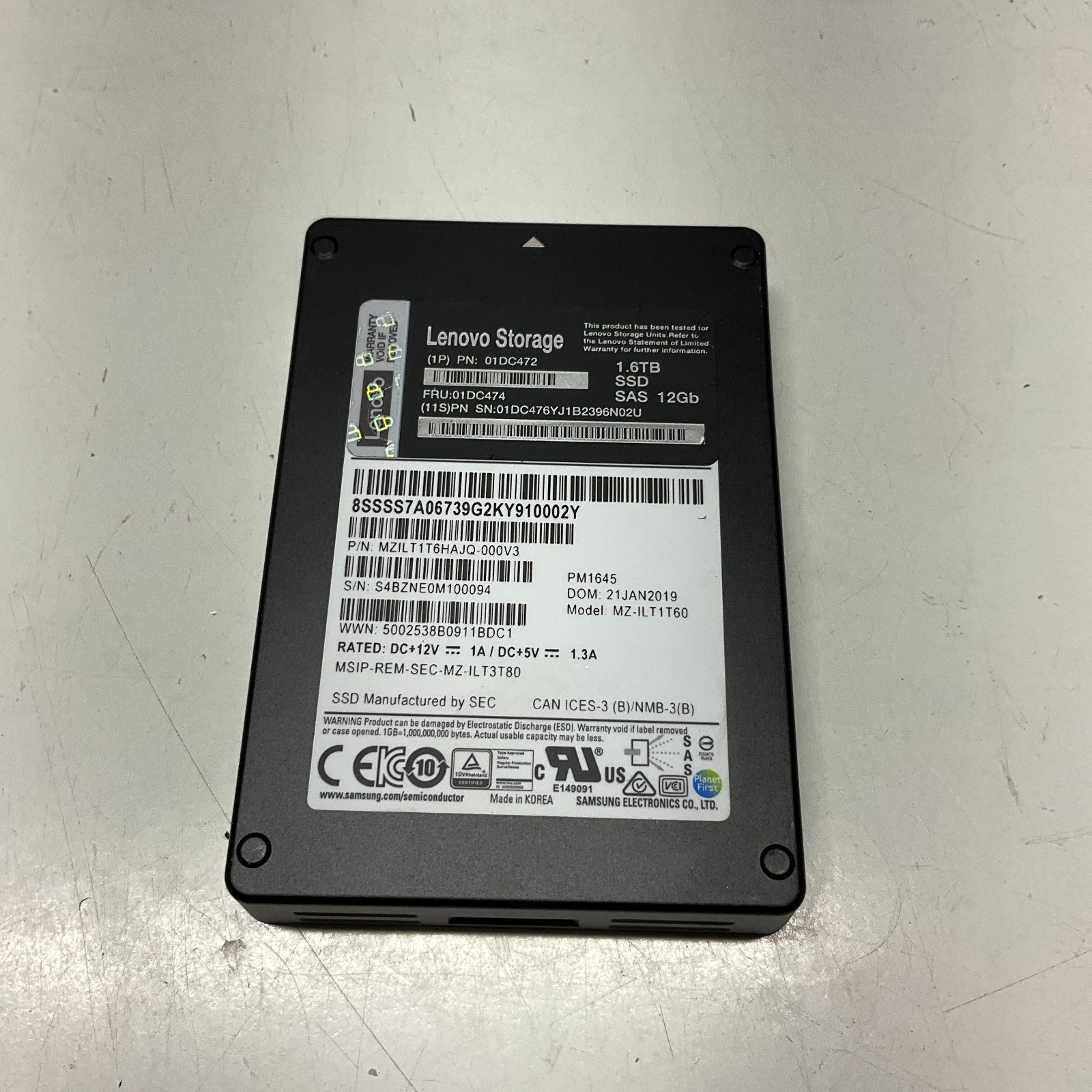 LENOVO 01DC472 01DC474 1.6TB SSD 12Gbps 2.5'' SSD SAS TESTED