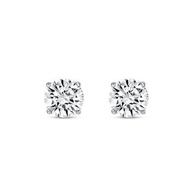 Pre-owned Shine Brite With A Diamond 4 Ct Round Earrings Studs Solid 950 Platinum Brilliant Cut Push Back Basket In White/colorless