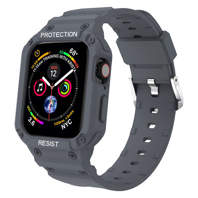 For Apple Watch Series 38/42/45/44/40/41mm Rugged Band Strap+iwatch Bumper Cover