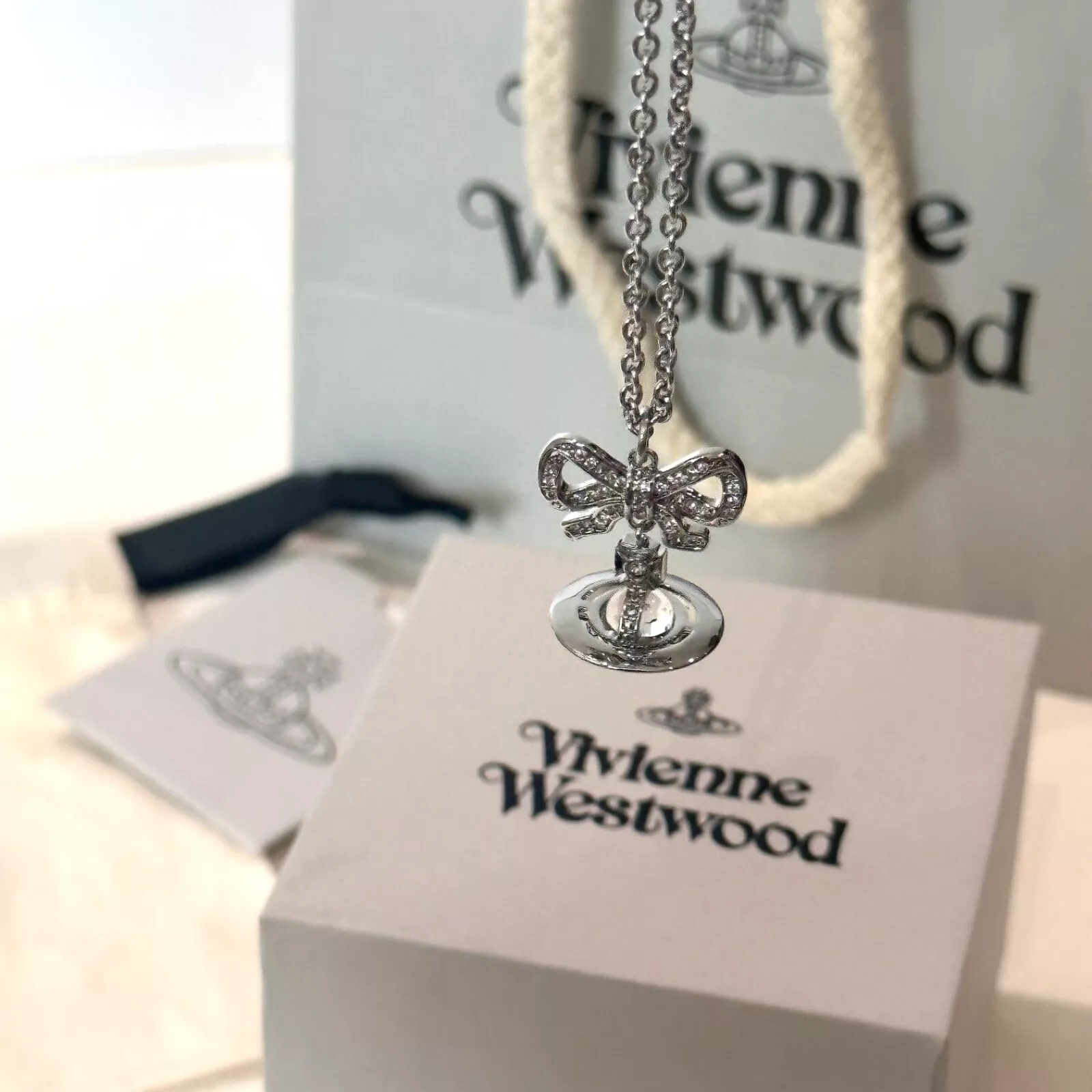 Vivienne Westwood Silver-Toned Octavie Ribbon Crystal Orb