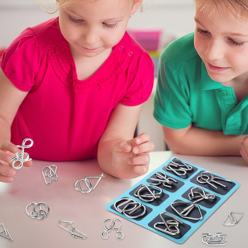 8Pcs/Set Metal Montessori Puzzle Wire IQ Mind Brain Teaser Children Adults Toys