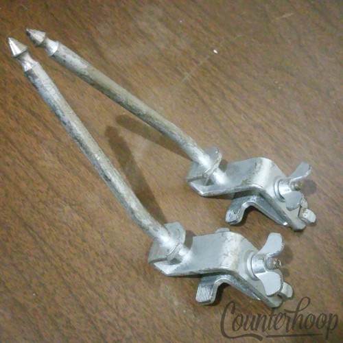*Ludwig Bass Drum Clamp-On Spurs WFL Walberg Auge Nickel Vintage Legs Spikes 40s
