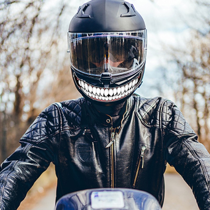PersonalIsed Motorcycle Helmet Stickers Self Adhesive Teeth Decorative Decal