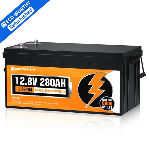 ECO-WORTHY 12V 280Ah LiFePO4 Lithium Battery 6000+ Cycle Certified Refurbished