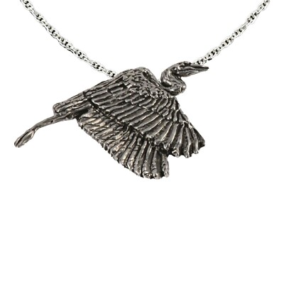 Creative Pewter Designs Great Blue Heron Flying Bird Necklace & Pendant, B072PEN