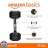 Amazon Basics Rubber Hex Dumbbell Hand Weight, 15 Pounds, Single