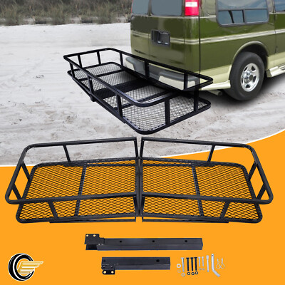 550 lbs Hitch Cargo Carrier Mounted Basket Foldable Luggage Rack w/ 2'' Receiver