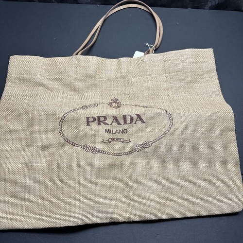 トートバッグ PRADA TWO-TONE RAFFIA SHOPPING BAG PRADA Large raffia and leather shopping bag