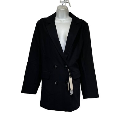 silent memo Black Obsidian Double Breasted Blazer Jacket Size M