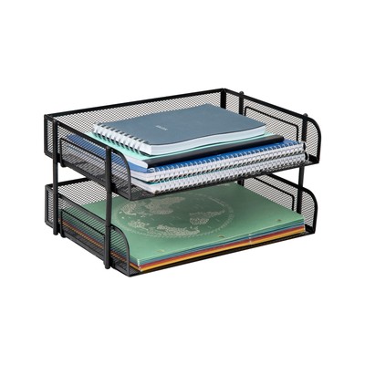 Stackable Paper Tray Desktop Organizer File Storage Office Metal Mesh 13.5'' L...