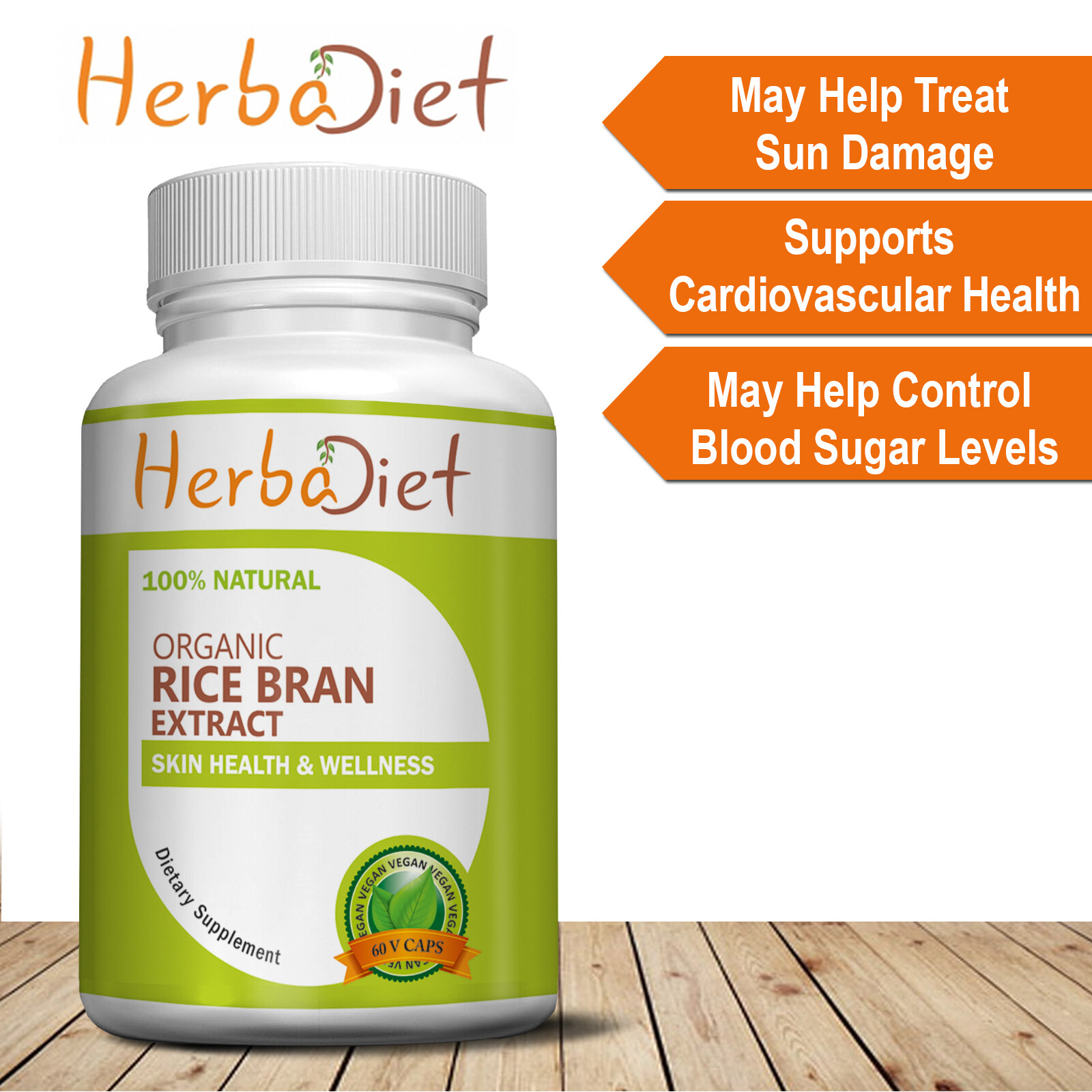 Organic Rice Bran Extract Capsules 75 Ferulic Acid Antioxidant Skin