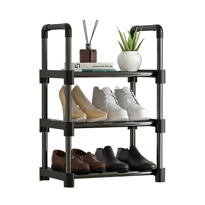 3Tier Metal Shoe Shelf Rack Storage Organizer Vertical Stand Unit Adjustable DIY