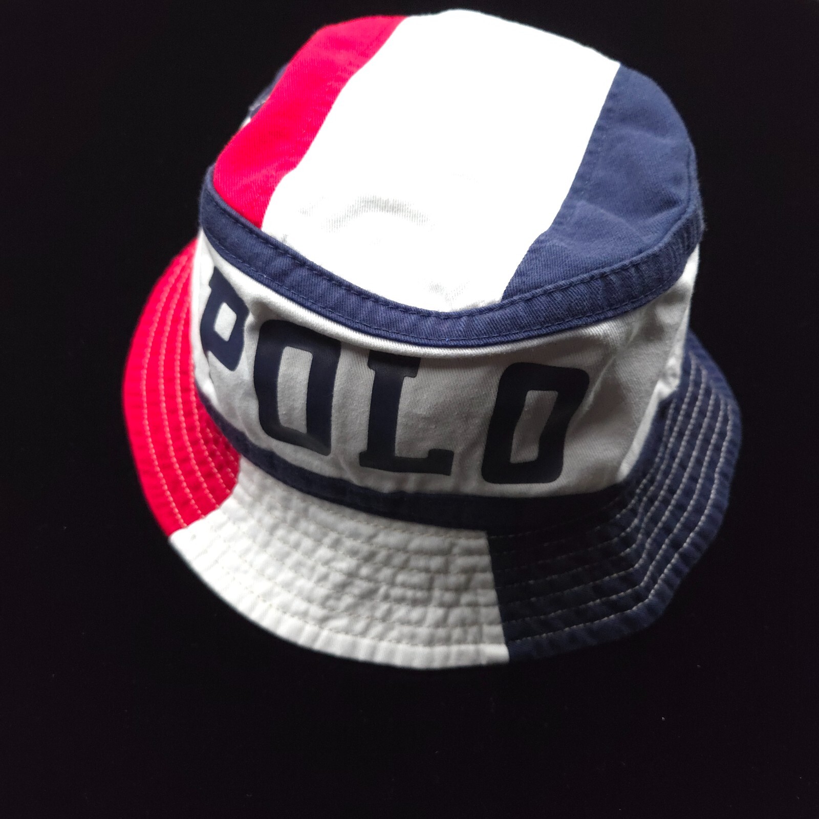 【Polo by RalphLauren】バケットハット Made in USA NEW! POLO RALPH LAUREN BUCKET HAT L/XL WHITE BLUE RED