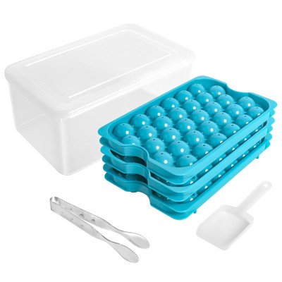 3 Pack Mini Ice Cube Trays with Bin for Freezer Drinks Coffee Cocktails Beverage
