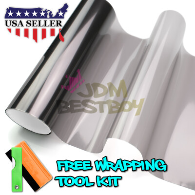 12''X72'' Gloss Light Black Smoke Headlight Taillight Fog Light Tint Film Vinyl