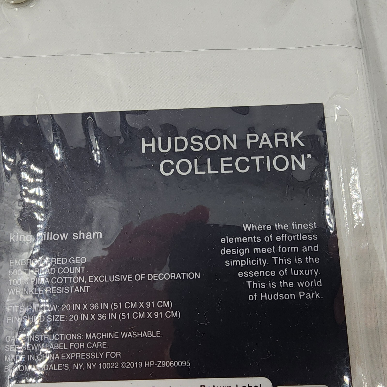 Hudson Park Collection 500TC Embroidered Geo King Sham 20x36in Charcoal/White - Picture 13 of 13