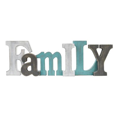 Rustic Wood Family Sign Decorative Cutout Word Sign Wall Decor Multicolor Woo...