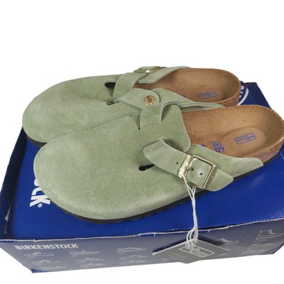 BIRKENSTOCK Boston Soft Footbed Clogs Green Tea Suede Leather EU 40