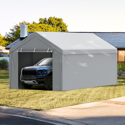 VEVOR Carport Replacement Canopy Car Shelter Tent Top+Side Wall 10x20 ft Grey