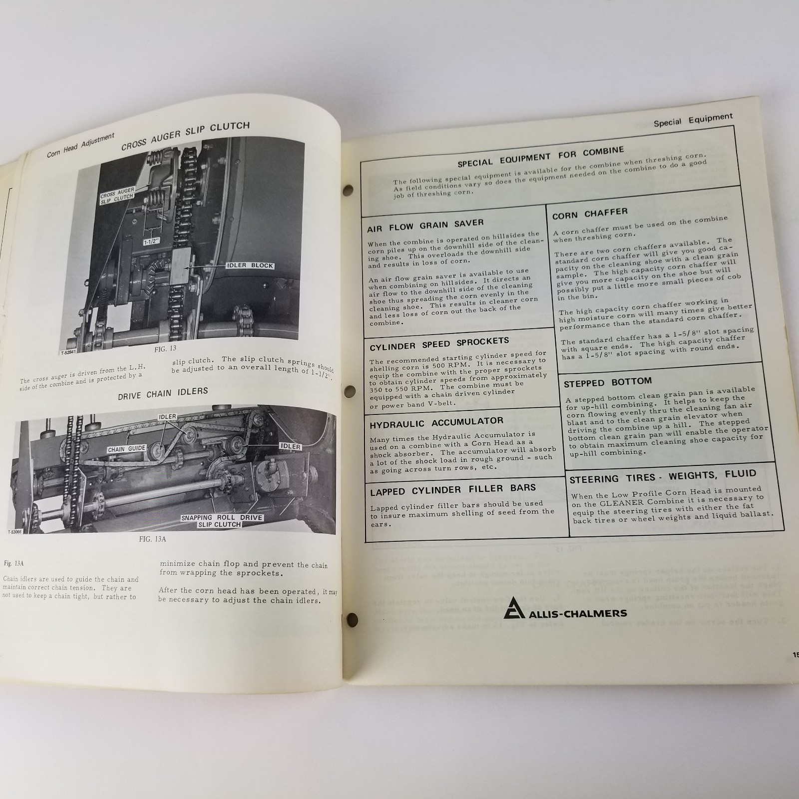 Allis Chalmers Model GL 440 Corn Head Operators Manual Model G Cleaner Combine
