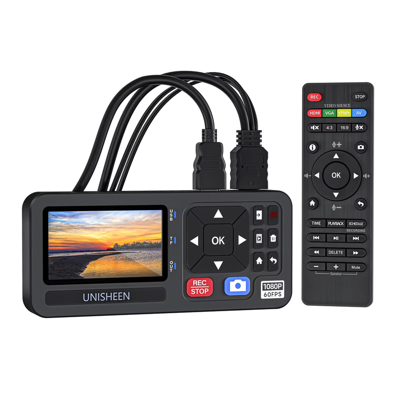 HD Video Capture Box 1080P Video to Digital Converter with 3" Screen, 4K HDMI/CV