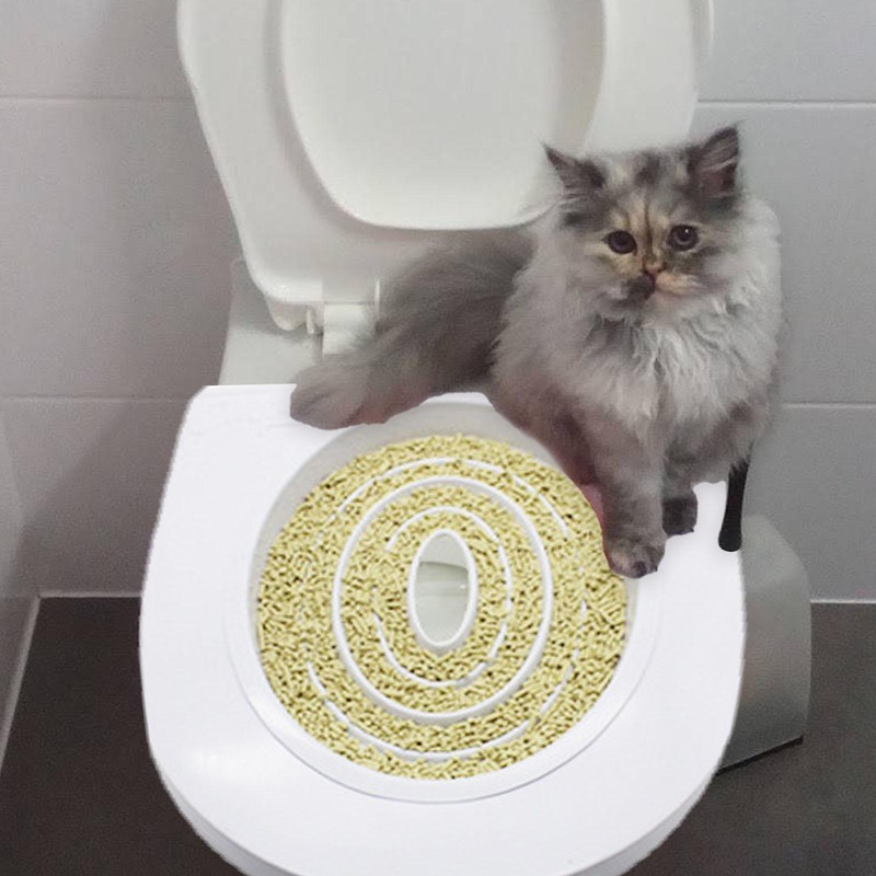 White Plastic Pet Cat Toilet Training Kitty Cat Cleaning Sys