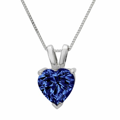 Pre-owned Pucci 2.0 Ct Heart Tanzanite Simulated Pendant Gift 16" Chain Real 14k White Gold In D