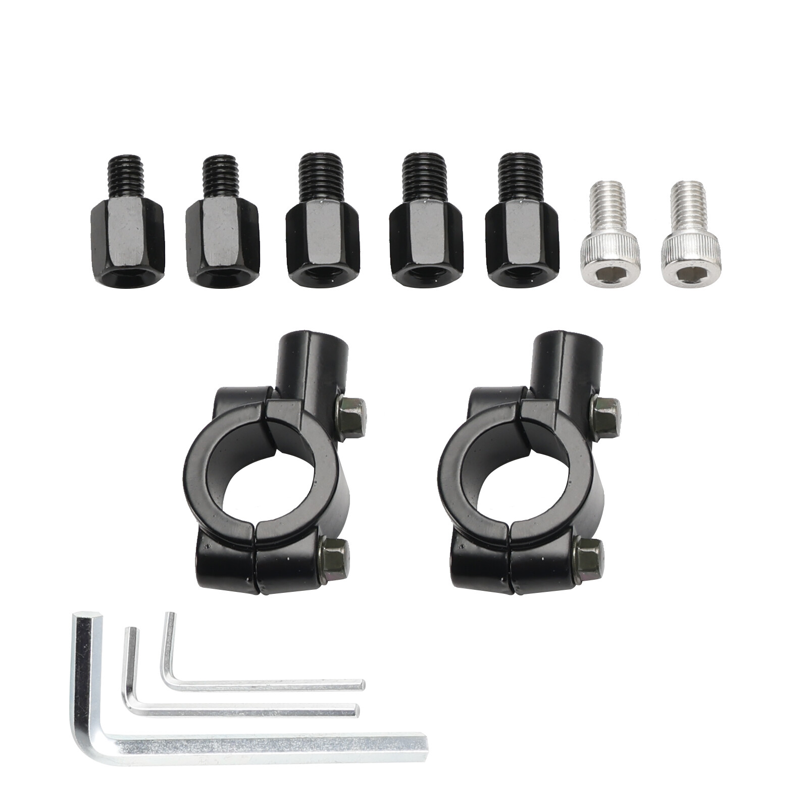 BLACK ROUND PAIR HANDLEBAR MIRRORS SUPERBIKE SUPERMOTO BAR END MIRROR M8 M10 US