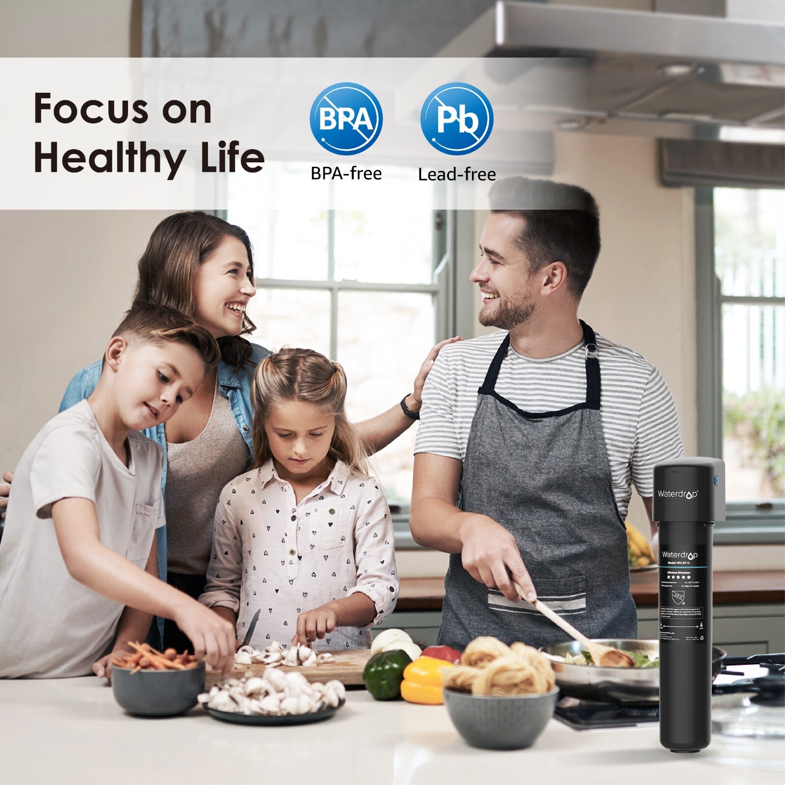 Waterdrop 15UB Under Sink Water Filter System, with Dedicated Brushed Faucet