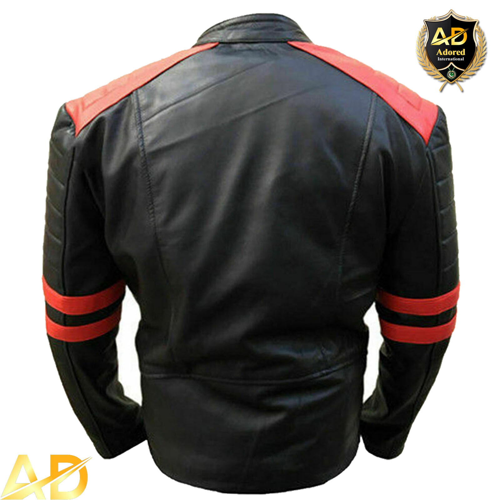 Pre-owned International Mens Leather Jackets Soft Biker-style Motor Design Red And Black Vintage