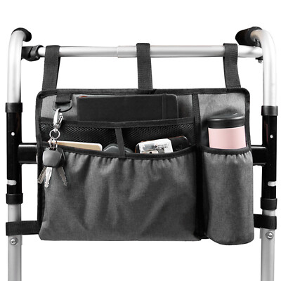 Walker Bag with Cup Holder Large Capacity Storage Pouch Wheelchairs beVLt
