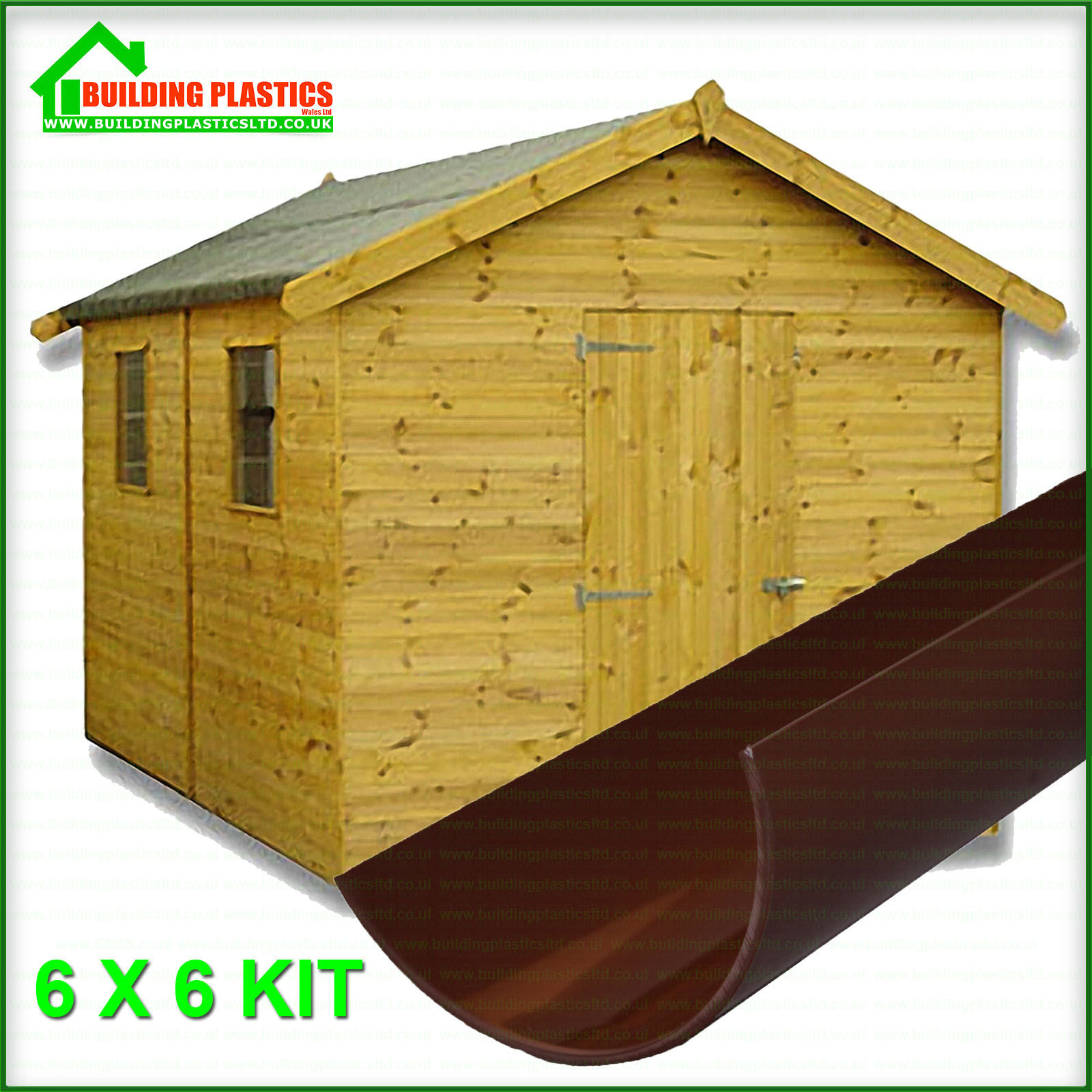 GARDEN SHED MINI GUTTERING KIT FOR 6X6 SHED WITH APEX ROOF 