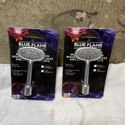 Lot 2 Blue Flame 3 Inch Universal Fireplace Keys Chrome 1/4 or 5/16 Valve Stems