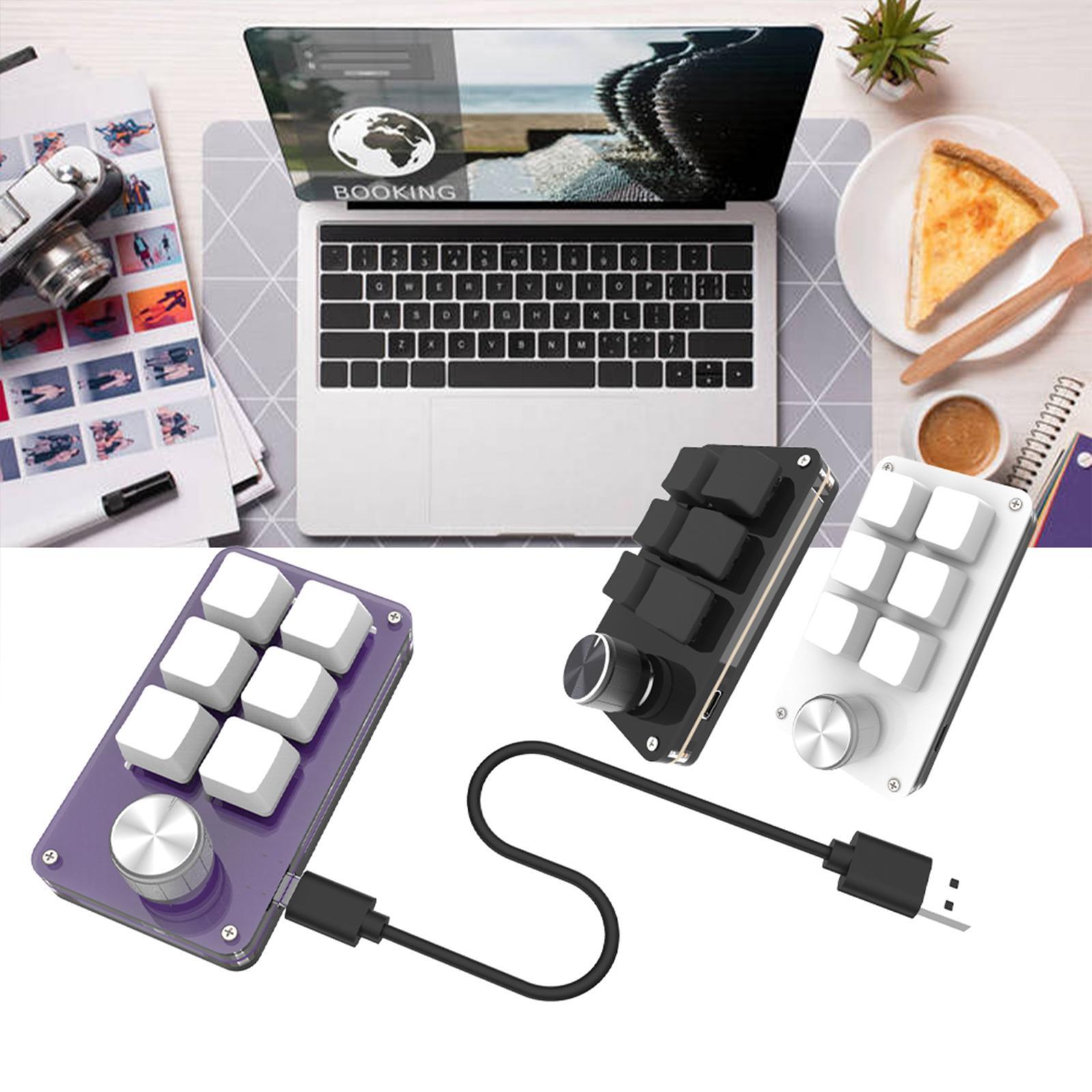 Mini RGB 6 Key Programming Macro Custom Knob Keyboard V8 Game Macropad B4O2