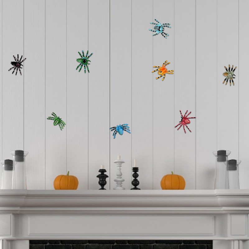 12Pcs Fake Spider Toy Colorful Spider Toys for Children Realistic Spiders Prop