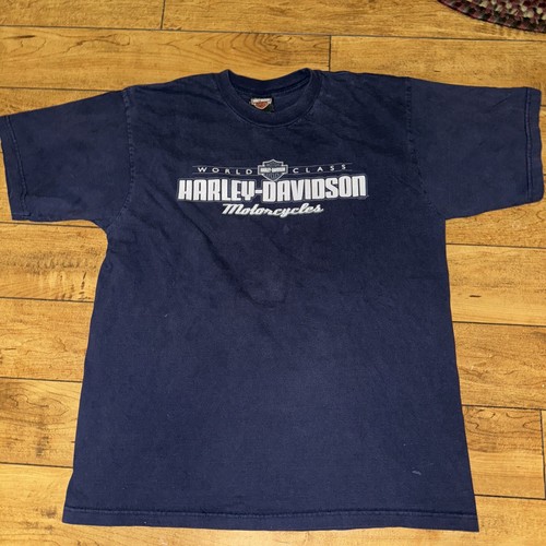 Harley Davidson T-Shirt Navy Blue XL 21.5x28.5 2000 Abu