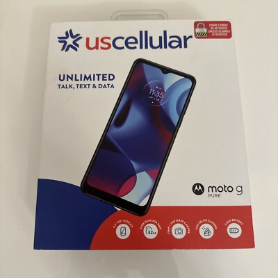 New US Cellular Prepaid Motorola Moto G Pure XT2163-4 4G LTE 6.5'' 32GB 