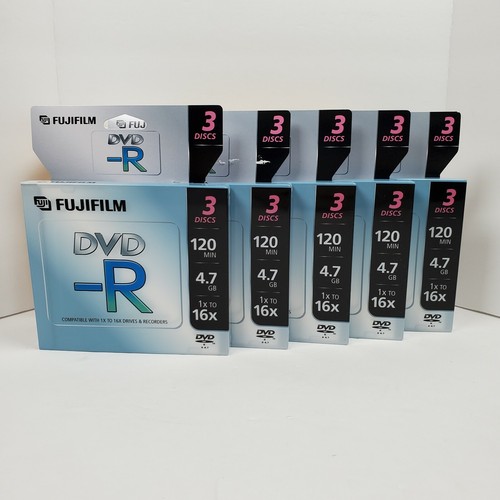 Lot of 5 - 3 Pack Fujifilm DVD-R 4.7GB 120min 1x-16x (15